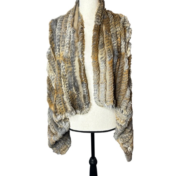 Dolce‎ Cabo Vest Womens Small 40% Rabbit Fur Open Front Cardigan Soft - Picture 1 of 14